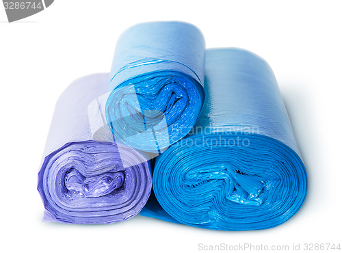 Image of Three rolls of plastic garbage bags