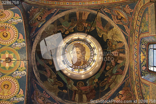 Image of Jesus fresco on the ceiling the church