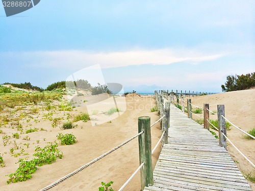 Image of Spanish beach with white sand dunes