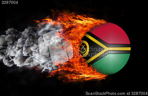 Image of Flag with a trail of fire and smoke - Vanuatu