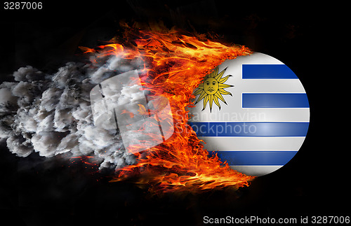 Image of Flag with a trail of fire and smoke - Uruguay