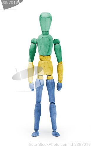 Image of Wood figure mannequin with flag bodypaint - Gabon