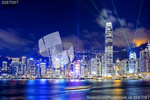 Image of hong kong office buildings at night