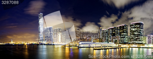 Image of hong kong office buildings at night