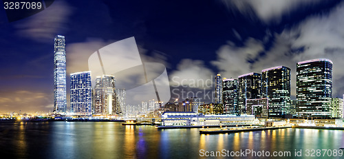 Image of hong kong office buildings at night