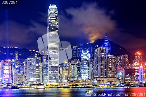 Image of hong kong office buildings at night