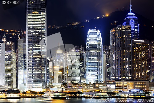 Image of hong kong office buildings at night