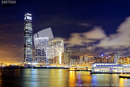 Image of hong kong office buildings at night