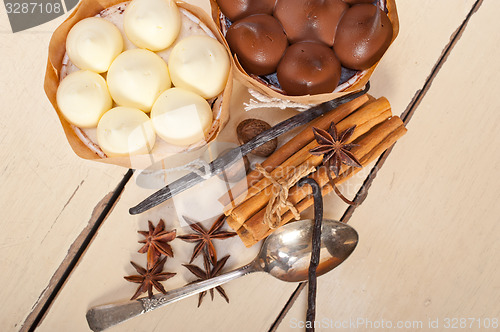 Image of chocolate vanilla and spices cream cake dessert 