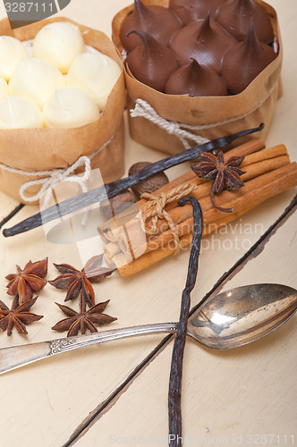Image of chocolate vanilla and spices cream cake dessert 
