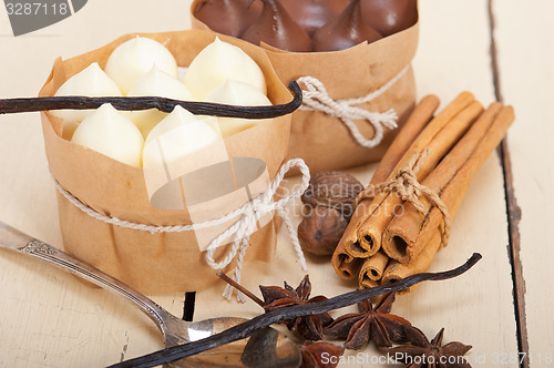 Image of chocolate vanilla and spices cream cake dessert 