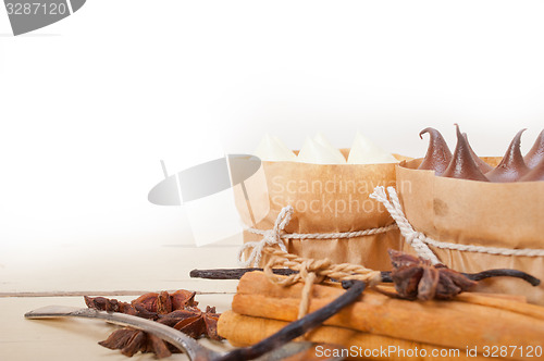 Image of chocolate vanilla and spices cream cake dessert 