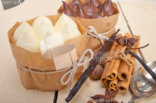 Image of chocolate vanilla and spices cream cake dessert 