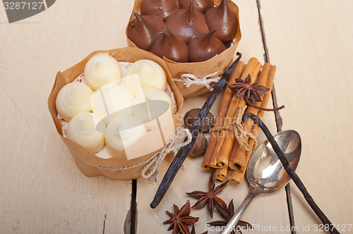 Image of chocolate vanilla and spices cream cake dessert 