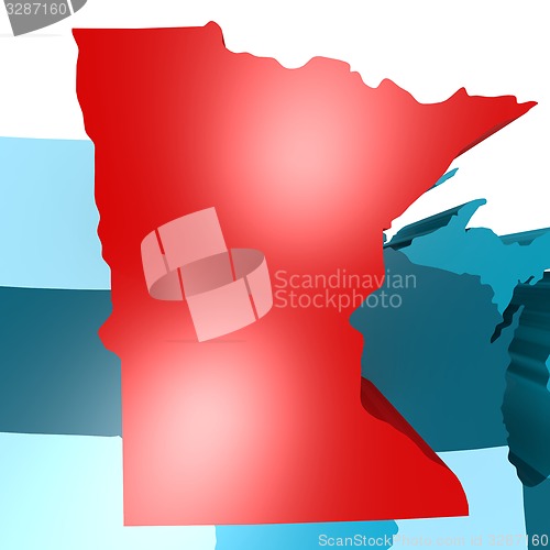 Image of Minnesota map on blue USA map