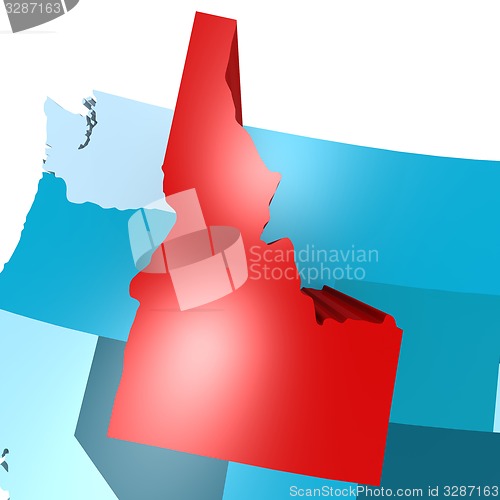 Image of Idaho map on blue USA map