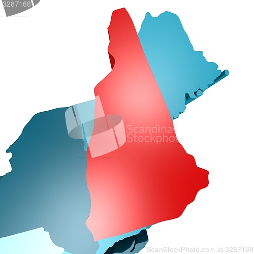 Image of New Hampshire map on blue USA map
