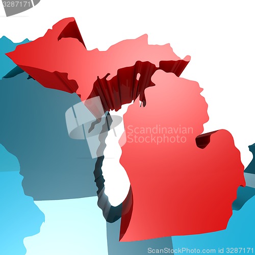 Image of Michigan map on blue USA map