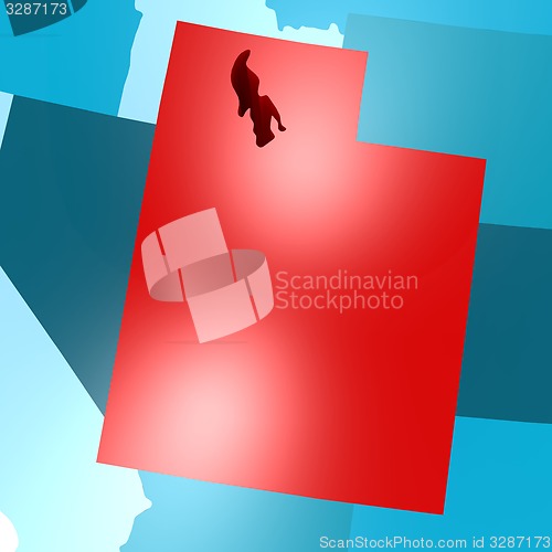 Image of Utah map on blue USA map