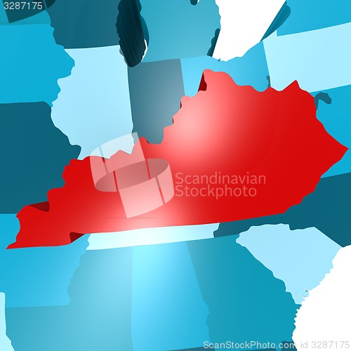 Image of Kentucky map on blue USA map