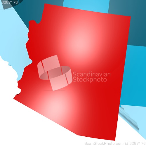 Image of Arizona map on blue USA map