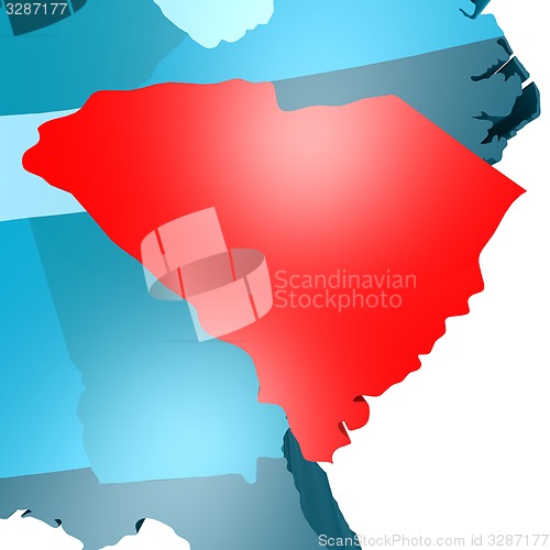 Image of South Carolina map on blue USA map