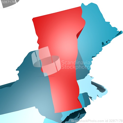 Image of Vermont map on blue USA map