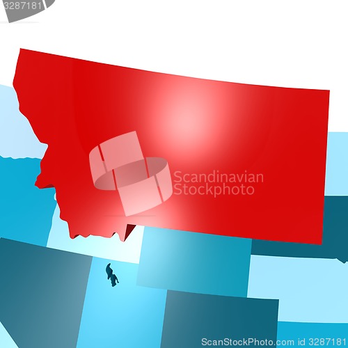 Image of Montana map on blue USA map