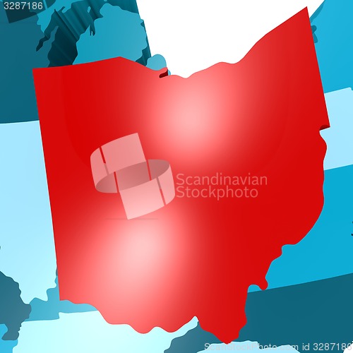 Image of Ohio map on blue USA map