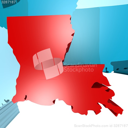 Image of Louisiana map on blue USA map