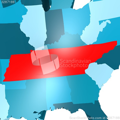 Image of Tennessee map on blue USA map