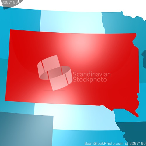 Image of South Dakota map on blue USA map