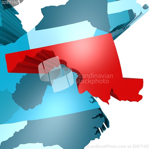 Image of Maryland map on blue USA map