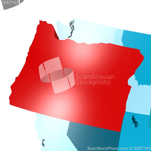 Image of Oregon map on blue USA map