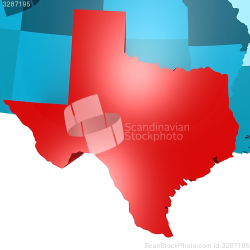 Image of Texas map on blue USA map