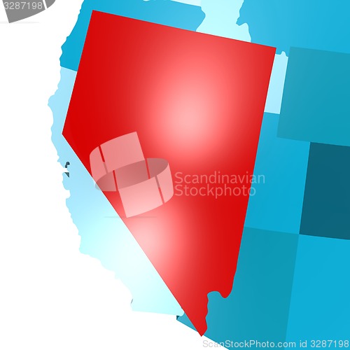 Image of Nevada map on blue USA map