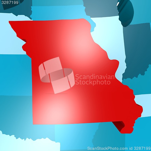 Image of Missouri map on blue USA map