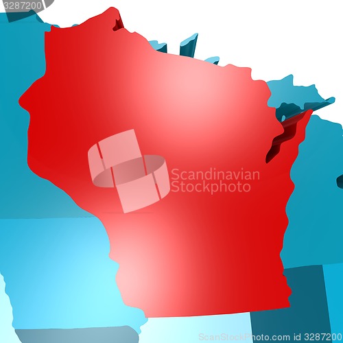 Image of Wisconsin map on blue USA map