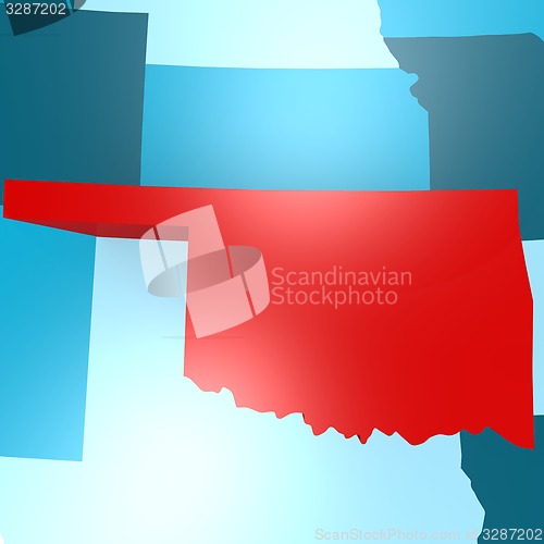 Image of Oklahoma map on blue USA map