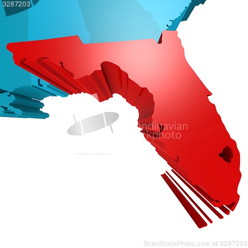 Image of Florida map on blue USA map