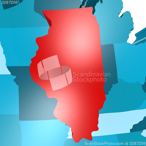 Image of Illinois map on blue USA map