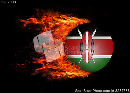 Image of Flag with a trail of fire - Kenya