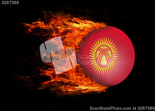 Image of Flag with a trail of fire - Kyrgyzstan