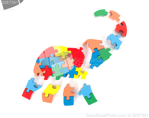 Image of Colorful puzzle pieces in elephant shape