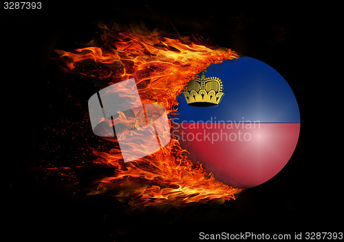 Image of Flag with a trail of fire - Liechtenstein