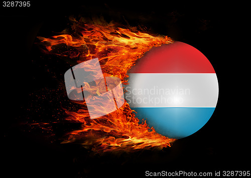 Image of Flag with a trail of fire - Luxembourg