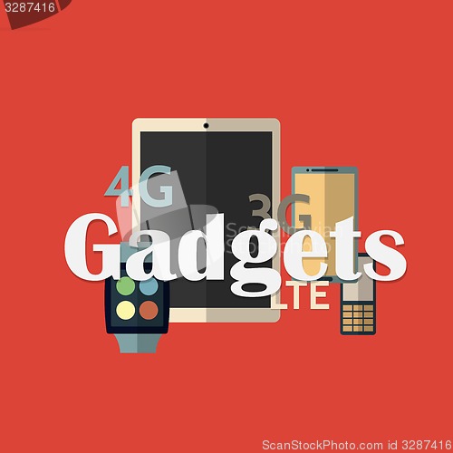 Image of Vector illustration of gadget icons. Flat style.