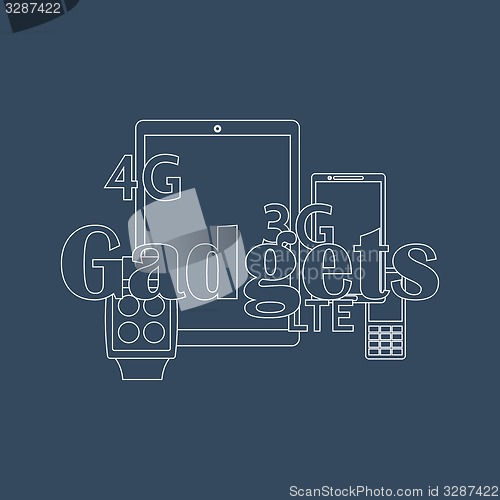 Image of Vector illustration of gadget icons. Outline style.