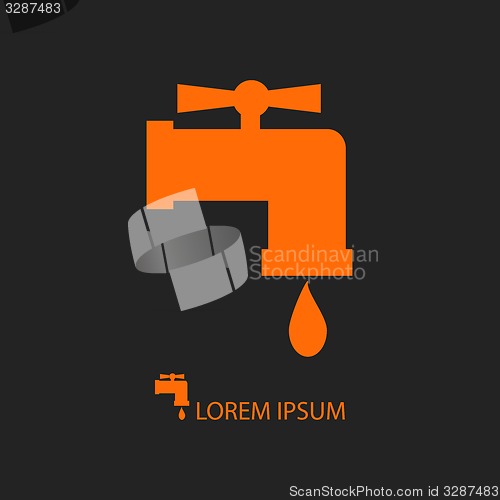 Image of Orange tap with water drop on black