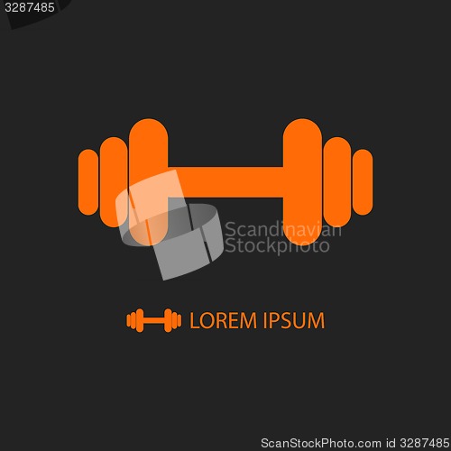 Image of Orange dumbbell as logo  on black